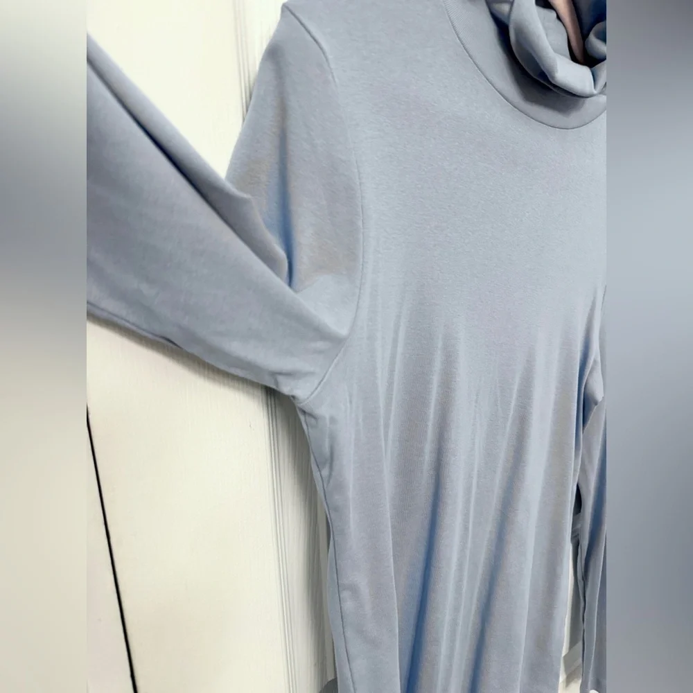 J. Crew Sky Blue Turtleneck Jersey Knit Top L - Picture 5 of 5